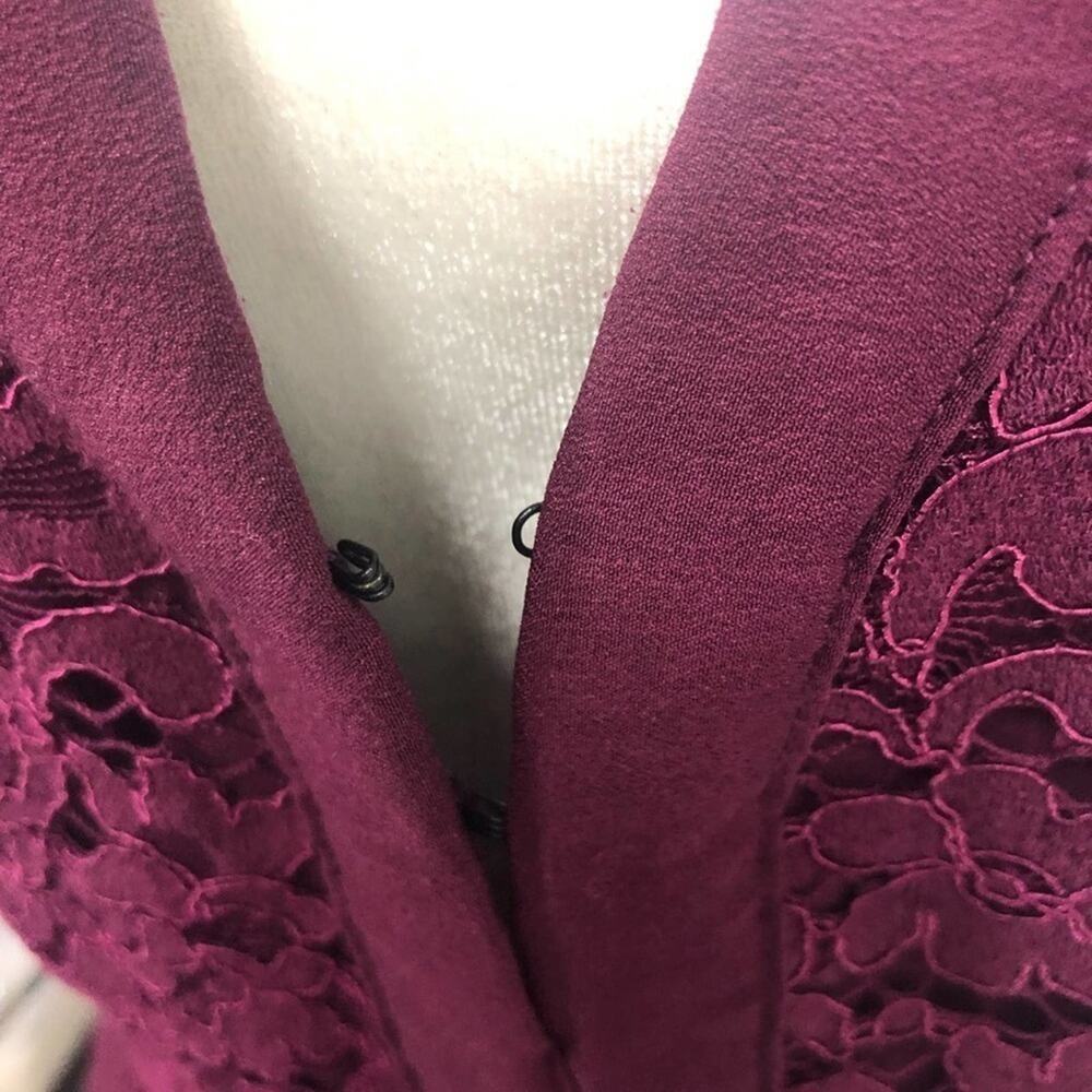 Free People Lovely In Love Lace Mini Dress Flirty Burgundy Berry Women's Size M - Picture 4 of 7